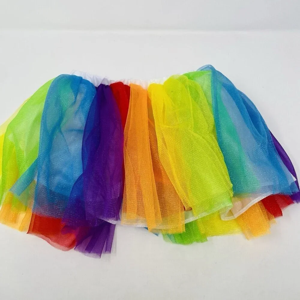 Youth‎ Child Size S/M Mesh Tutu Skirt in Rainbow For Play Pretend Halloween 453